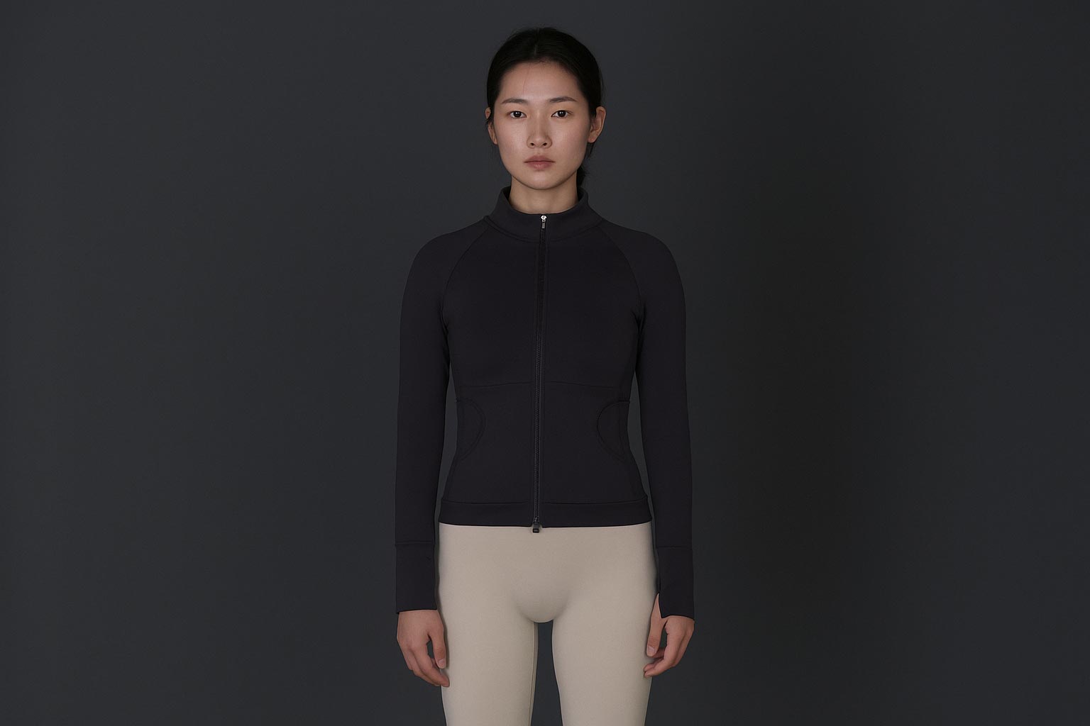 Knitted yoga zipper jacket