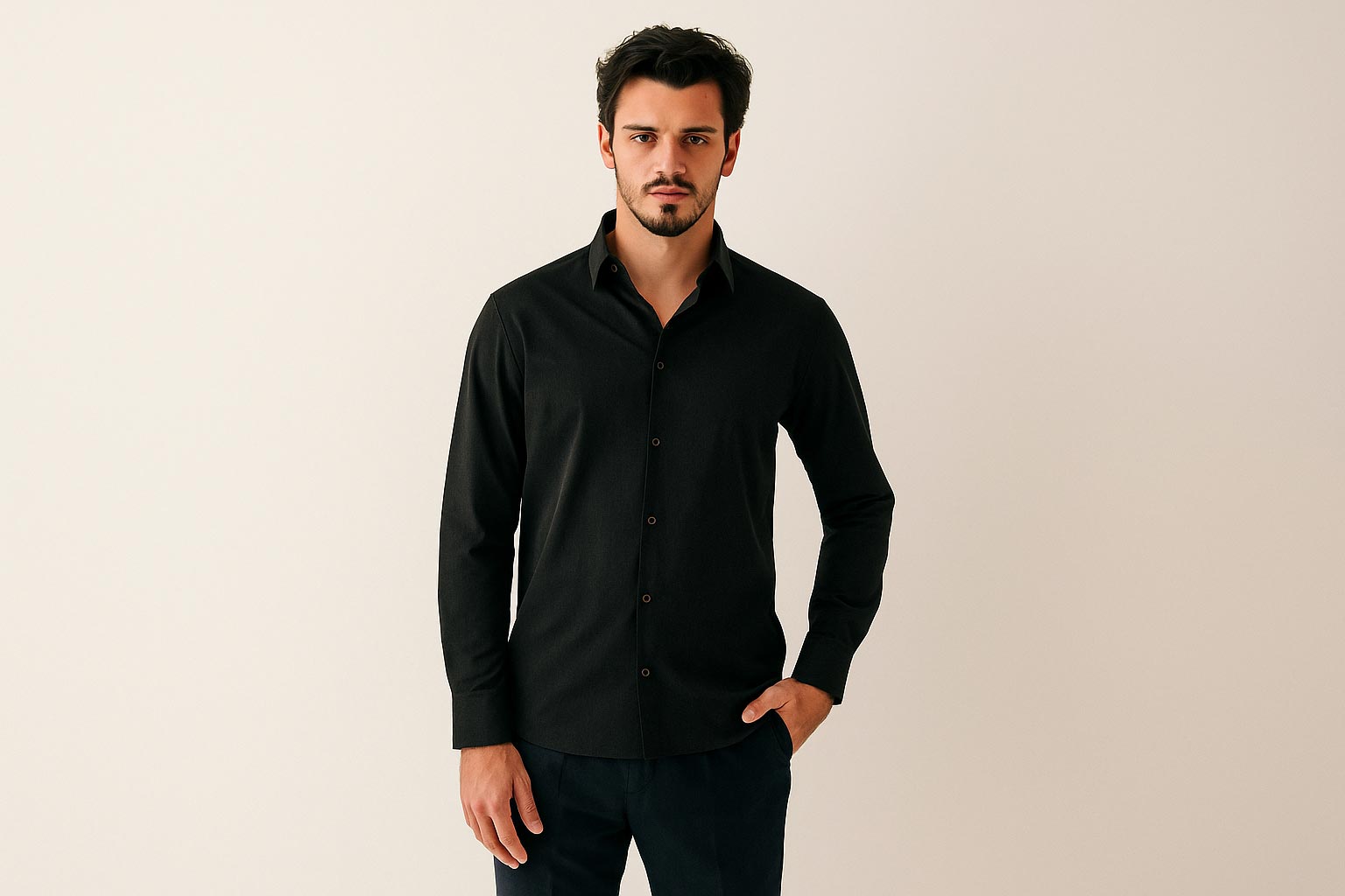 Woven long sleeved shirt